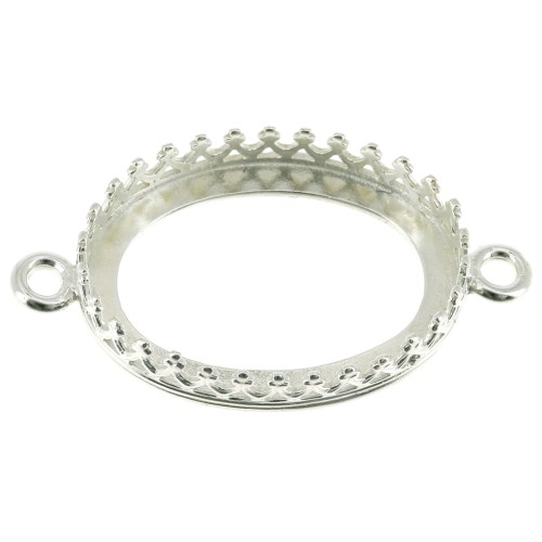 Serti intercalaire ovale - décor couronne - pour cabochon 18x13 mm - Argent 925 x1
