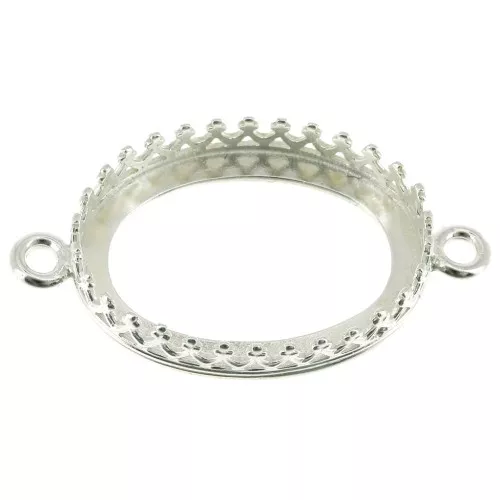 Serti intercalaire ovale - décor couronne - pour cabochon 18x13 mm - Argent 925 x1