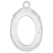 Serti pendentif ovale - décor floral - pour cabochon 18 x13 mm - Argent 925 x1|raw }}