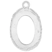 Serti pendentif ovale - décor floral - pour cabochon 18 x13 mm - Argent 925 x1
