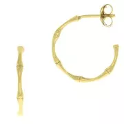 Créoles effet bambou 20 mm - Argent 925 Doré x2