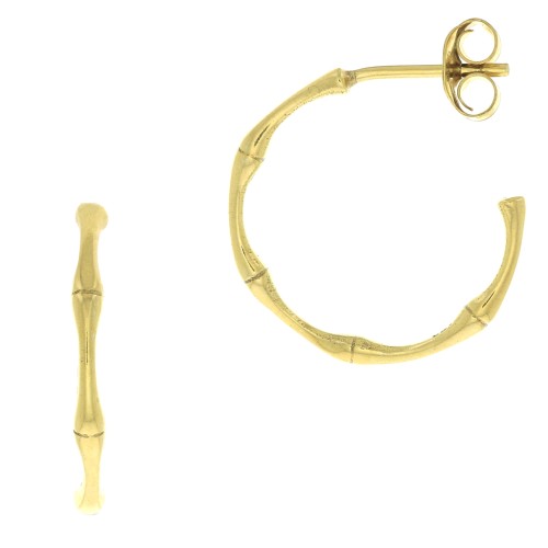 Créoles effet bambou 20 mm - Argent 925 Doré x2