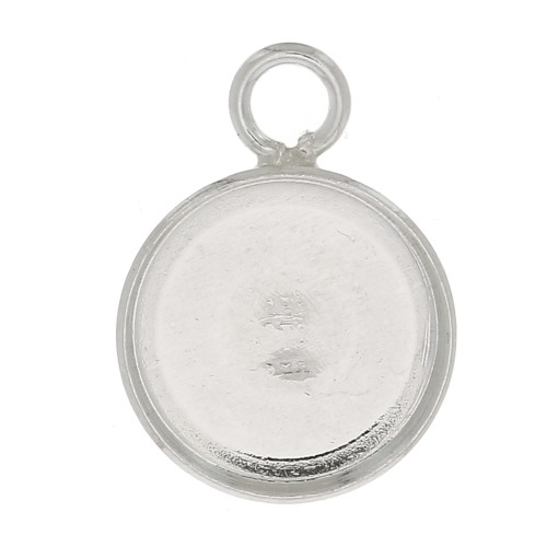 Serti pendentif rond pour cabochon fond plat 10 mm - Argent 925 x1