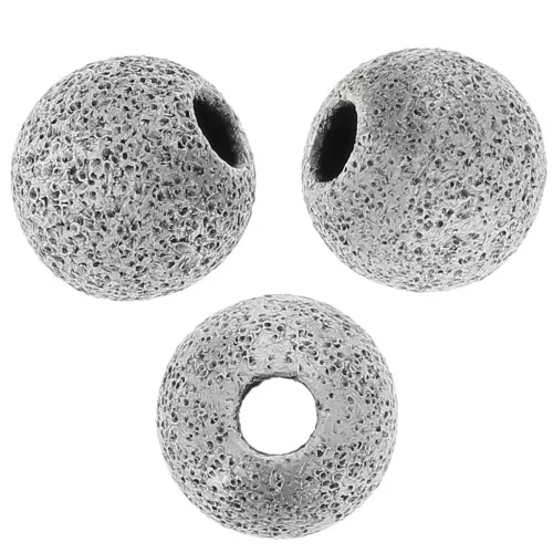 Perles rondes diamantées 6 mm argenté vieilli x5