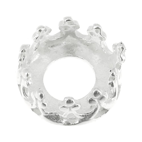 Serti rond griffe - décor couronne - pour cabochon 6 mm Placage Argent fin x1
