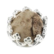 Serti rond griffe - décor couronne - pour cabochon 6 mm Placage Argent fin x1