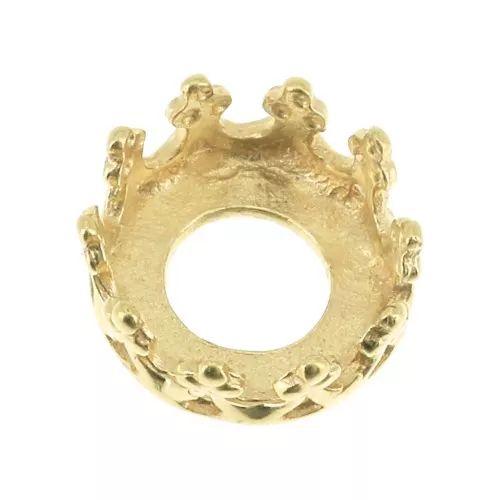Serti rond griffe - décor couronne - pour cabochon 6 mm Doré à l'or fin x1