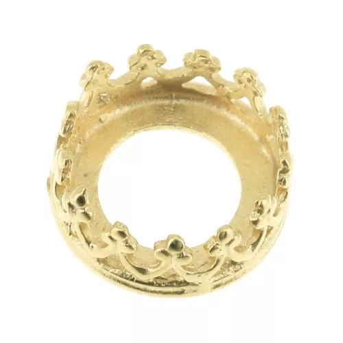 Serti rond griffe - décor couronne - pour cabochon 8 mm Doré à l'or fin x1