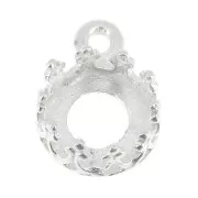 Serti pendentif rond - décor couronne - pour cabochon 6 mm Placage Argent fin x1