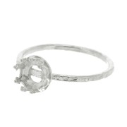 Bague fine martelée pour cabochon 6 mm - Taille 52 - Argent 925 x1