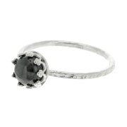 Bague fine martelée pour cabochon 6 mm - Taille 52 - Argent 925 x1