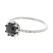 Bague fine martelée pour cabochon 6 mm - Taille 52 - Argent 925 x1