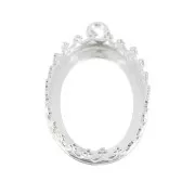 Serti pendentif ovale -décor couronne pour cabochon 18x13 mm Placage Argent fin x1