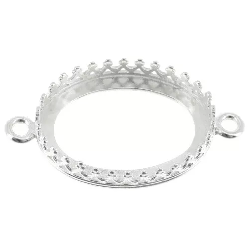 Serti intercalaire décor couronne pour cabochon 18x13 mm Placage Argent fin x1