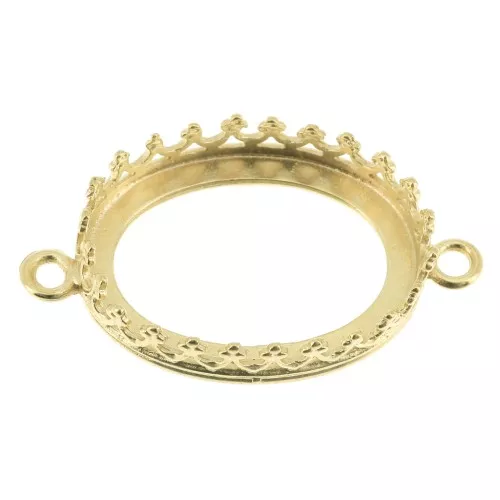 Serti intercalaire décor couronne pour cabochon 18x13 mm Doré à l'or fin x1