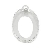 Serti pendentif ovale -décor floral pour cabochon 18x13 mm Placage Argent fin x1|raw }}