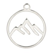 Breloque ronde évidée motif montagnes 13 mm en Argent 925 x1|raw }}