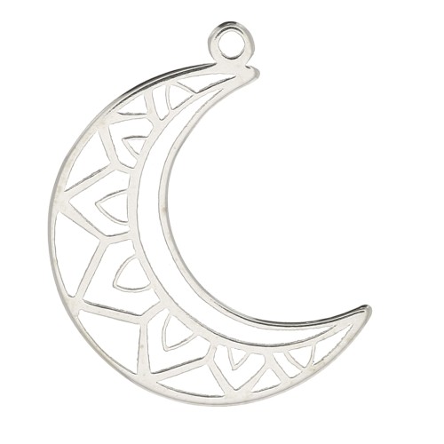Pendentif lune ethnique 19x14 mm en Argent 925 x1