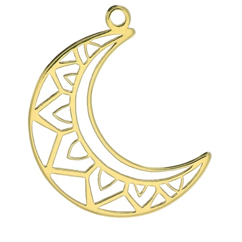 Pendentif lune ethnique 19x14 mm en Argent 925 Doré x1