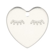 Breloque coeur motif cils 14 mm en Argent 925 x1