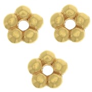 Perles rondelles forme fleur 4.5 mm - Plaqué Or 3 microns x4|raw }}