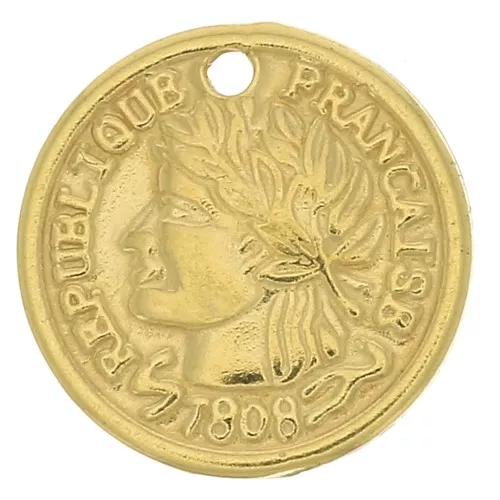 Sequin pièce de monnaie République Française 11 mm - Plaqué or 3 microns x1