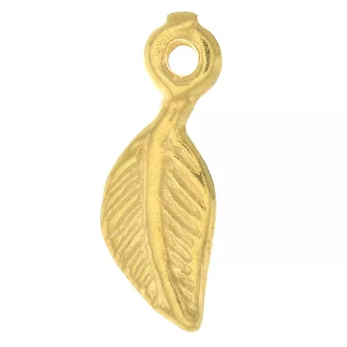 Breloque feuille 11x4 mm - Plaqué or 3 microns x1