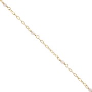 Chaîne Forçat limée 2mm avec Quartz rose facetté Argent 925 Doré à l'or fin x50cm|raw }}