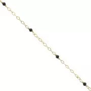 Chaîne Forçat limée 2mm avec Onyx noir facetté - Argent 925 Doré à l'or fin x50cm