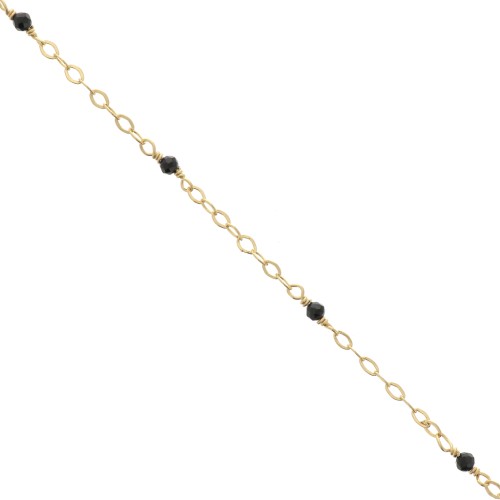 Chaîne Forçat limée 2mm avec Onyx noir facetté - Argent 925 Doré à l'or fin x50cm