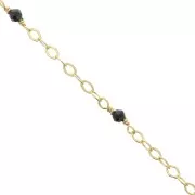 Chaîne Forçat limée 2mm avec Onyx noir facetté - Argent 925 Doré à l'or fin x50cm