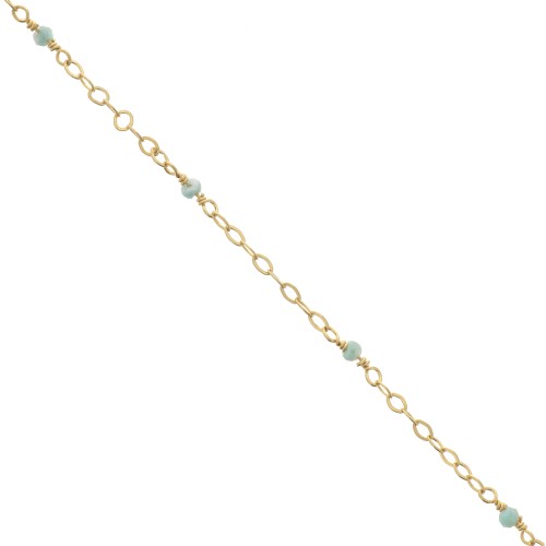 Chaîne Forçat limée 2mm avec Amazonite facetté - Argent 925 Doré à l'or fin x50cm