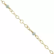 Chaîne Forçat limée 2mm avec Amazonite facetté - Argent 925 Doré à l'or fin x50cm