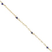 Chaîne Forçat limée 2mm avec Sodalite facetté - Argent 925 Doré à l'or fin x50cm|raw }}