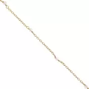 Chaîne Forçat 2mm avec pierre Quartz rose facetté Argent 925 Doré à l'or fin x50cm