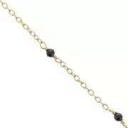 Chaîne Forçat 2mm avec pierres Onyx noir facetté Argent 925 Doré à l'or fin x50cm