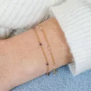 Chaîne Forçat 2mm avec pierres Onyx noir facetté Argent 925 Doré à l'or fin x50cm