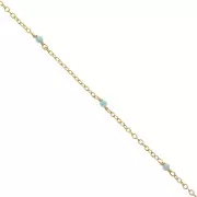 Chaîne Forçat 2mm avec pierres Amazonite facetté Argent 925 Doré à l'or fin x50cm