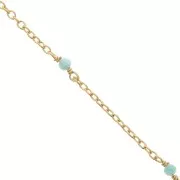 Chaîne Forçat 2mm avec pierres Amazonite facetté Argent 925 Doré à l'or fin x50cm