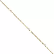 Chaîne Gourmette 2mm avec Quartz rose facetté Argent 925 Doré à l'or fin x50cm