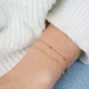 Chaîne Gourmette 2mm avec Quartz rose facetté Argent 925 Doré à l'or fin x50cm