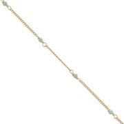 Chaîne Gourmette 2mm avec Amazonite facetté Argent 925 Doré à l'or fin x50cm|raw }}