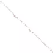 Chaîne maille forçat limée 2mm avec perles facettées Quartz rose - Argent 925 x50cm