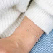 Chaîne maille forçat limée 2 mm avec perles facettées Onyx noir - Argent 925 x50cm