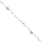 Chaîne maille forçat limée 2 mm avec perles facettées Amazonite - Argent 925 x50cm