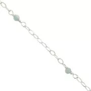 Chaîne maille forçat limée 2 mm avec perles facettées Amazonite - Argent 925 x50cm