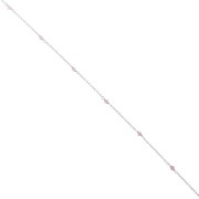 Chaîne maille forçat avec perles facettées 2.5 mm Quartz rose - Argent 925 x50cm