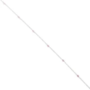Chaîne maille forçat avec perles facettées 2.5 mm Quartz rose - Argent 925 x50cm
