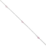 Chaîne maille forçat avec perles facettées 2.5 mm Quartz rose - Argent 925 x50cm