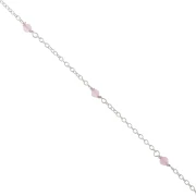 Chaîne maille forçat avec perles facettées 2.5 mm Quartz rose - Argent 925 x50cm